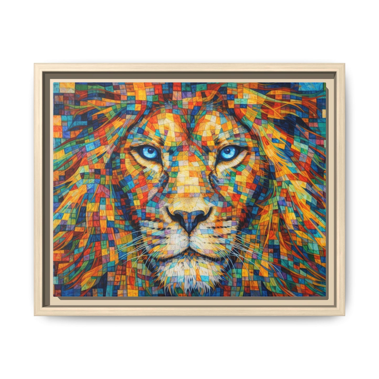 Framed Canvas Print — Lion's Gaze