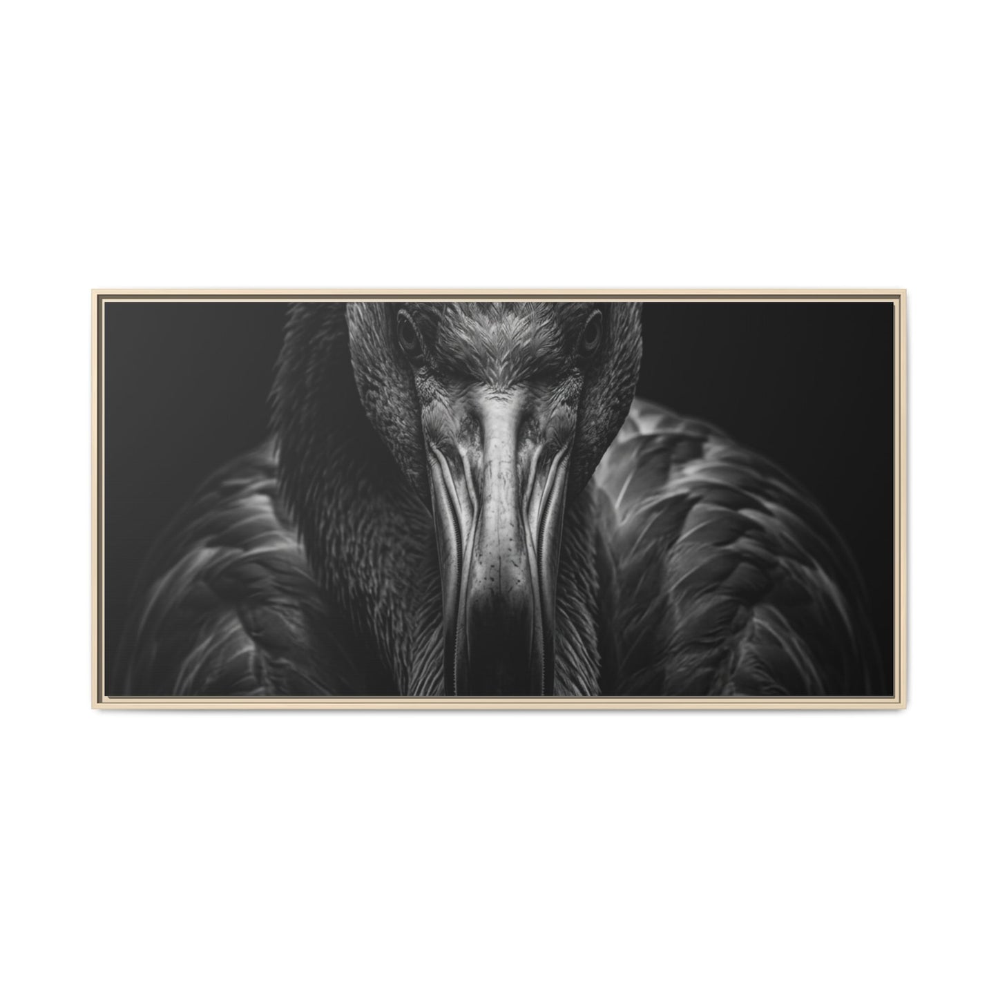 Framed Canvas Print — Flamingo In Black