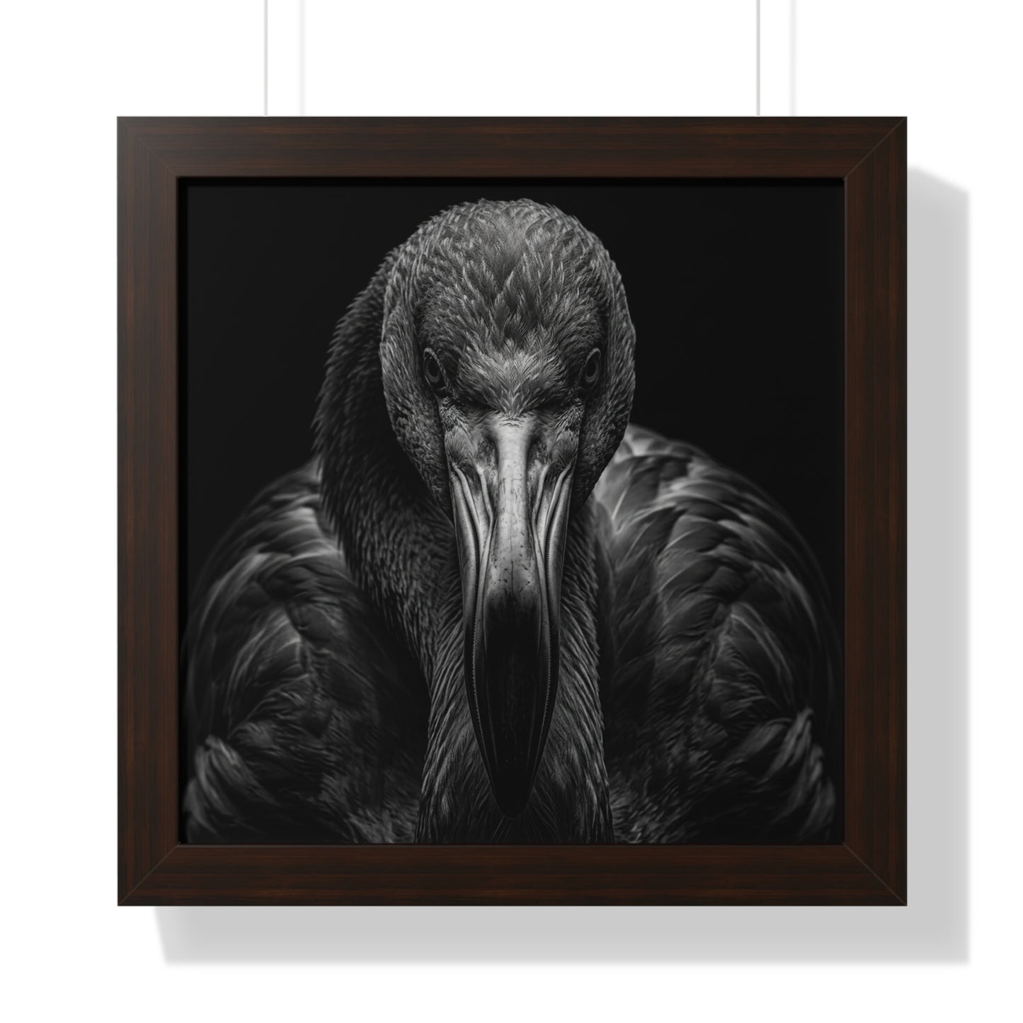 Framed Art Print – Flamingo In Black