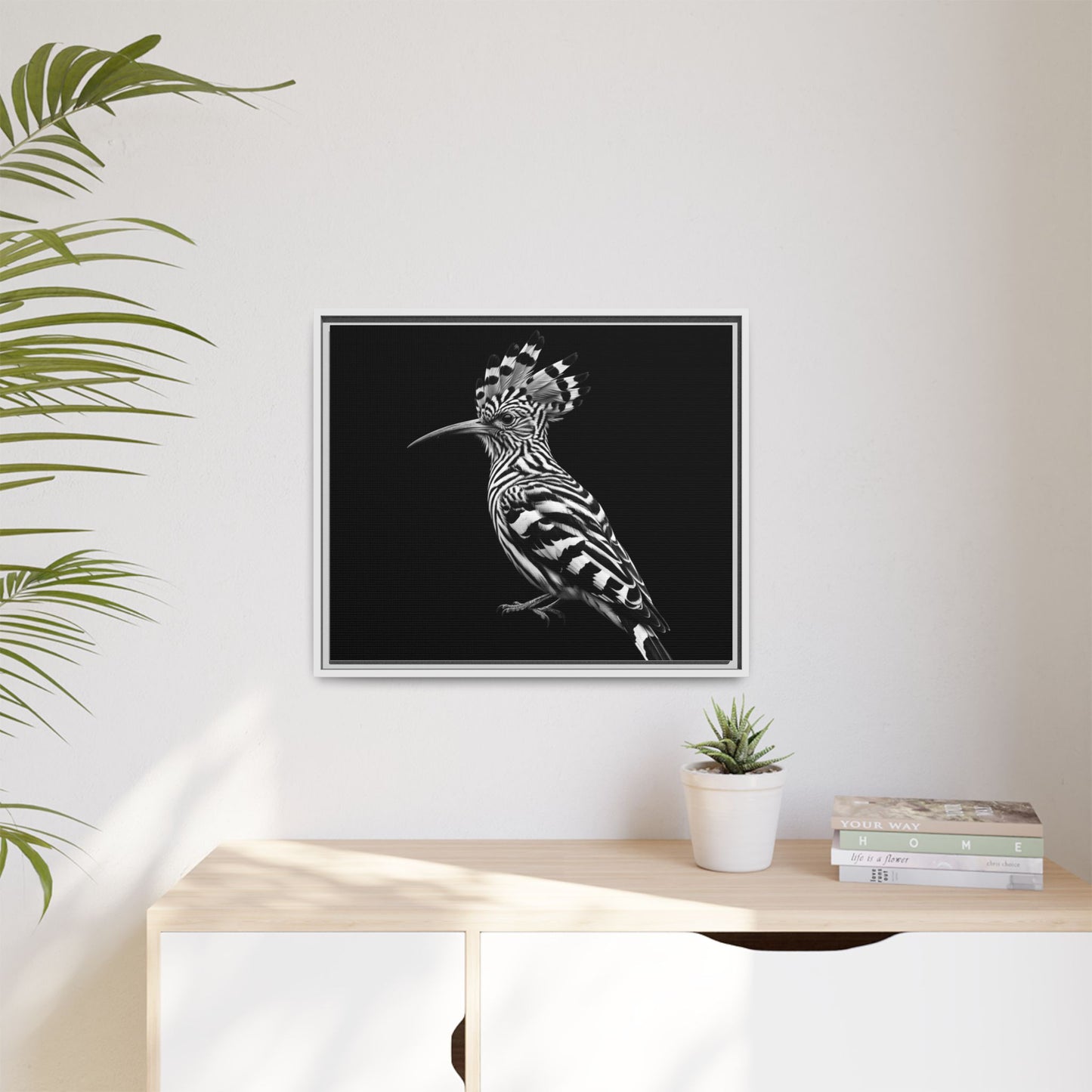 Framed Canvas Print — Afrikan Hoopoe In Black