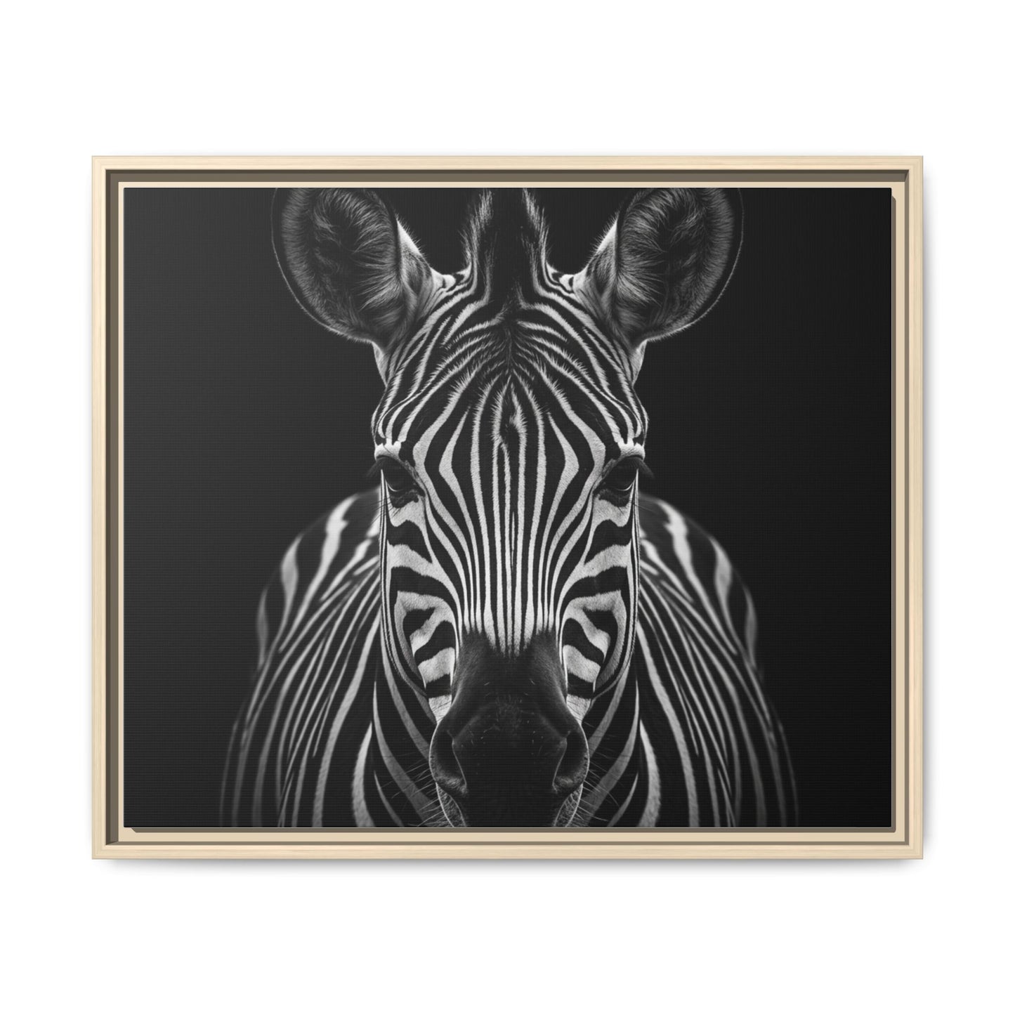Framed Canvas Print — Zebra In Black