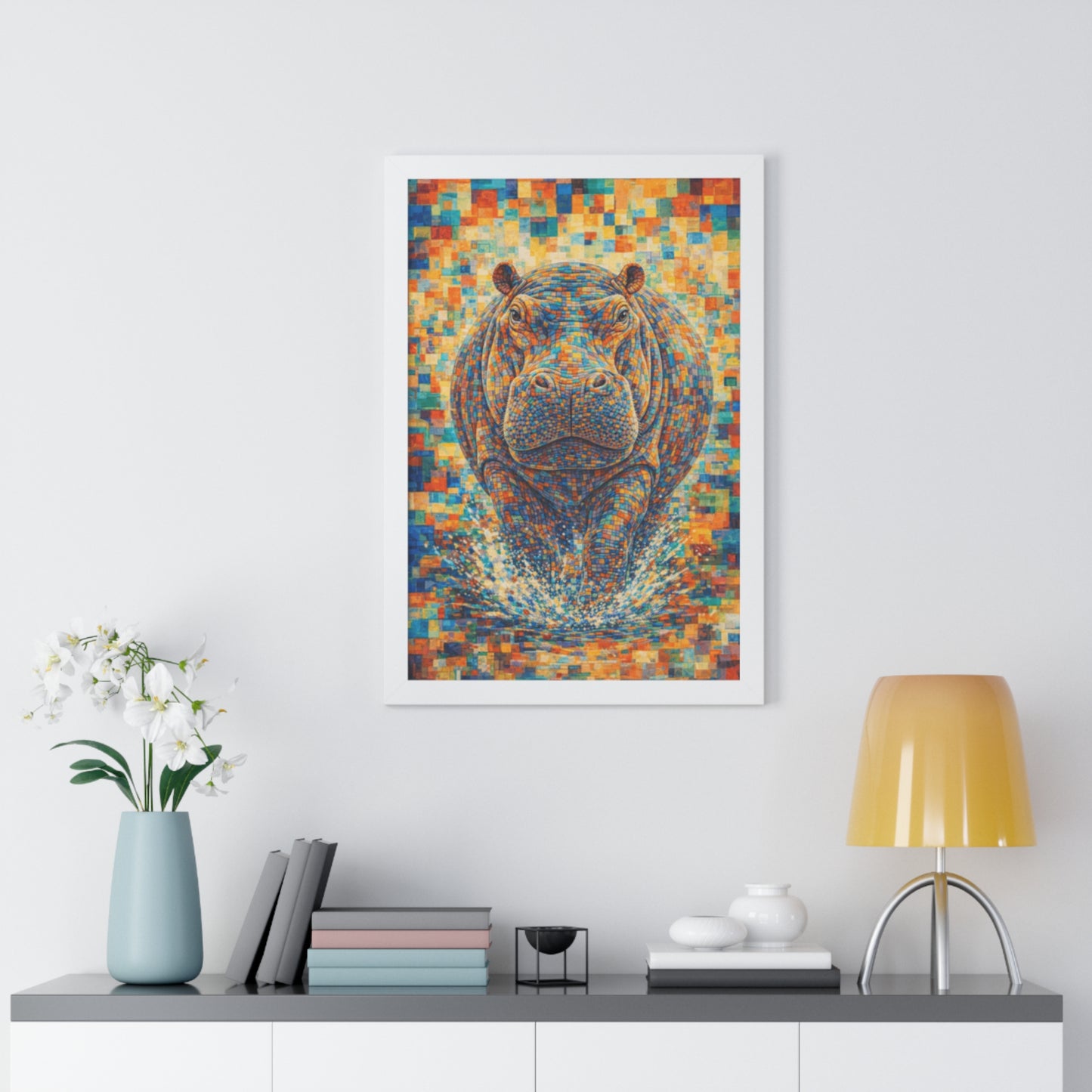 Framed Print — Hippopotamus Cubism