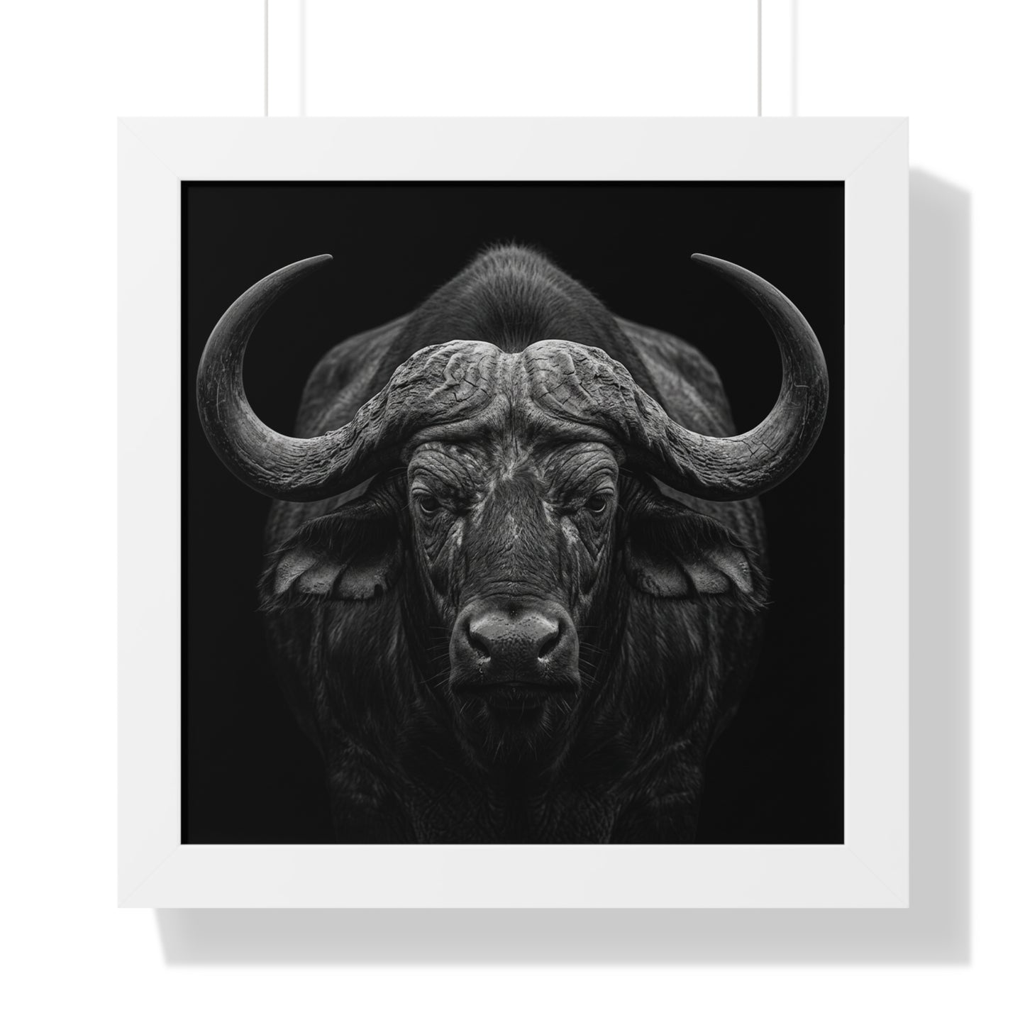 Framed Art Print – Cape Buffalo In Black