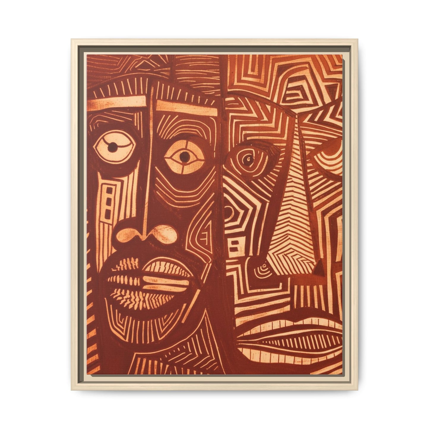 Framed Canvas Print — Abstract Faces No. 4