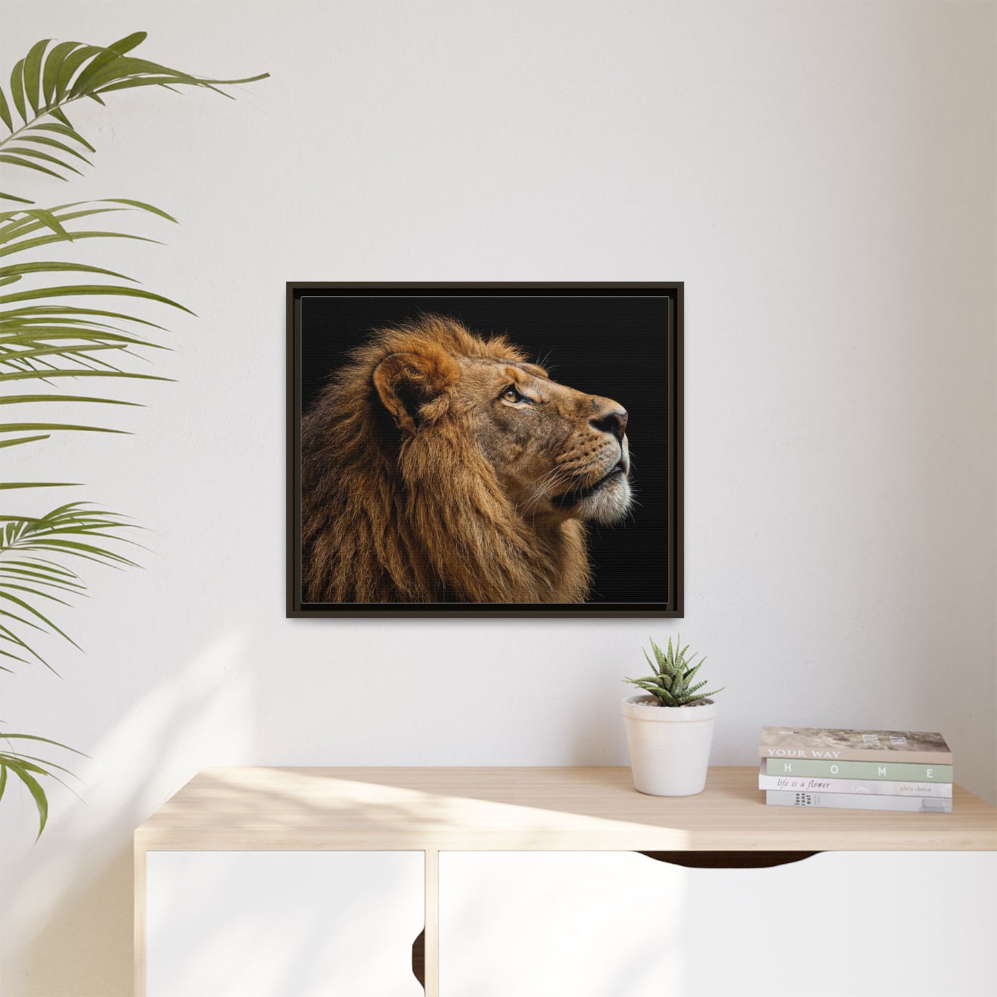 Framed Canvas Print — Lion In Colour