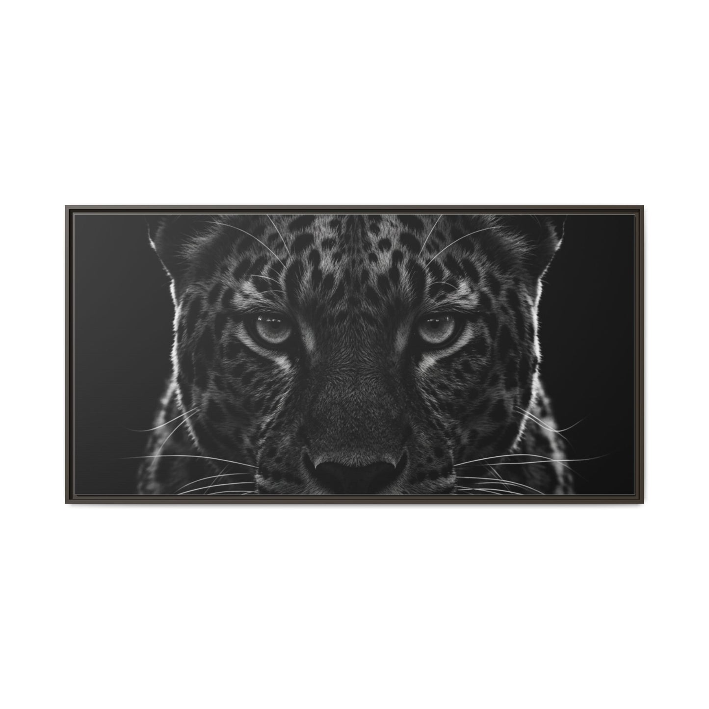 Framed Canvas Print — Leopard In Black