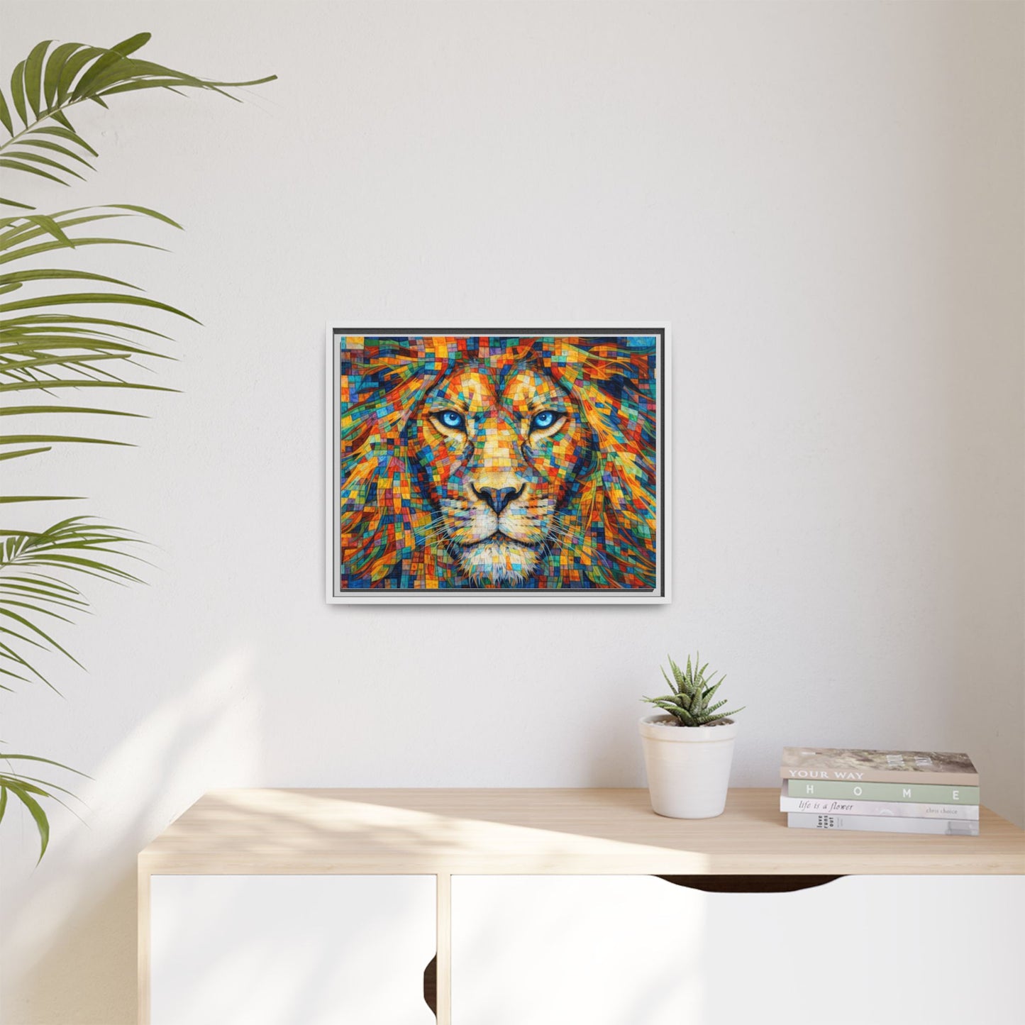 Framed Canvas Print — Lion's Gaze
