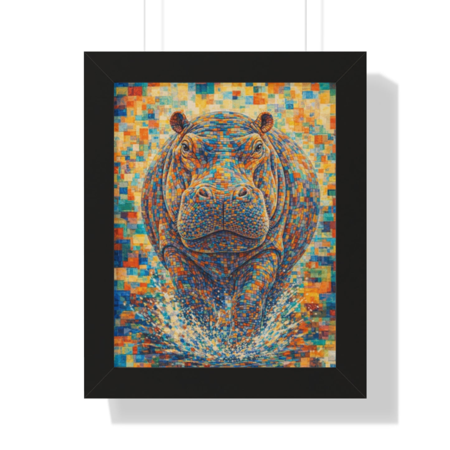 Framed Print — Hippopotamus Cubism