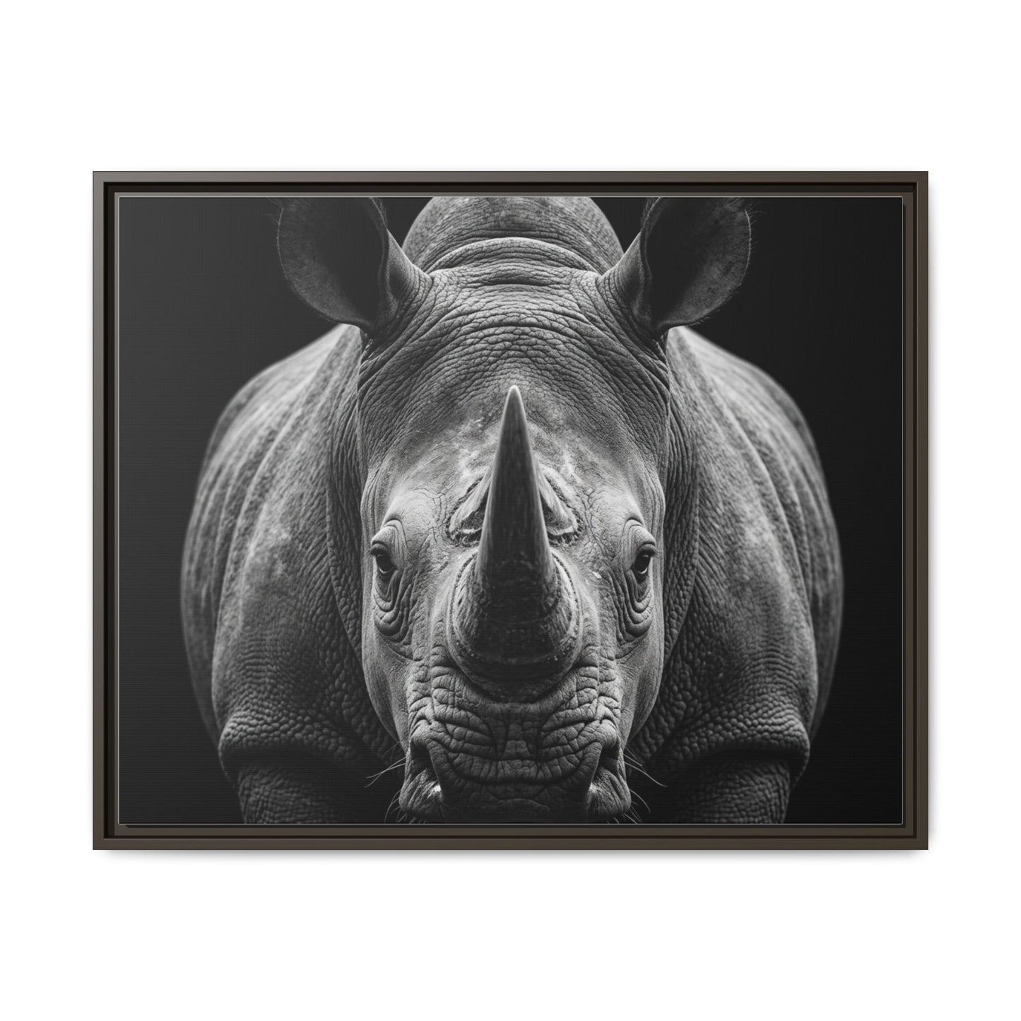 Framed Canvas Print — Rhinoceros In Black