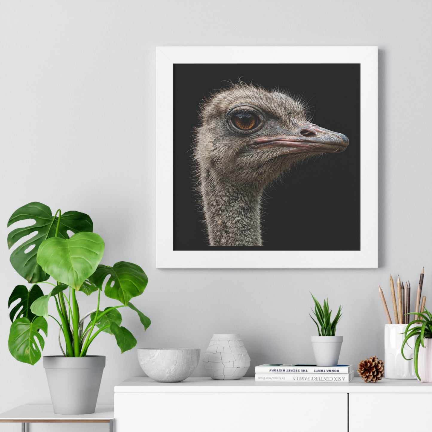 Framed Art Print – Ostrich In Colour