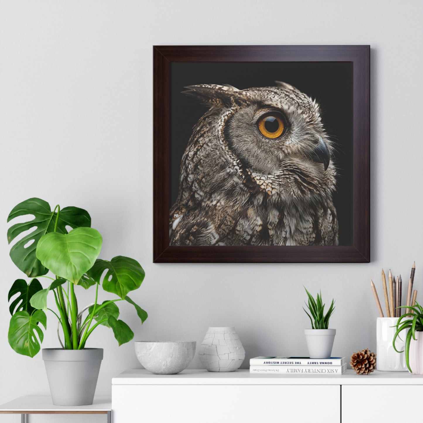 Framed Art Print – Scops Owl In Colour