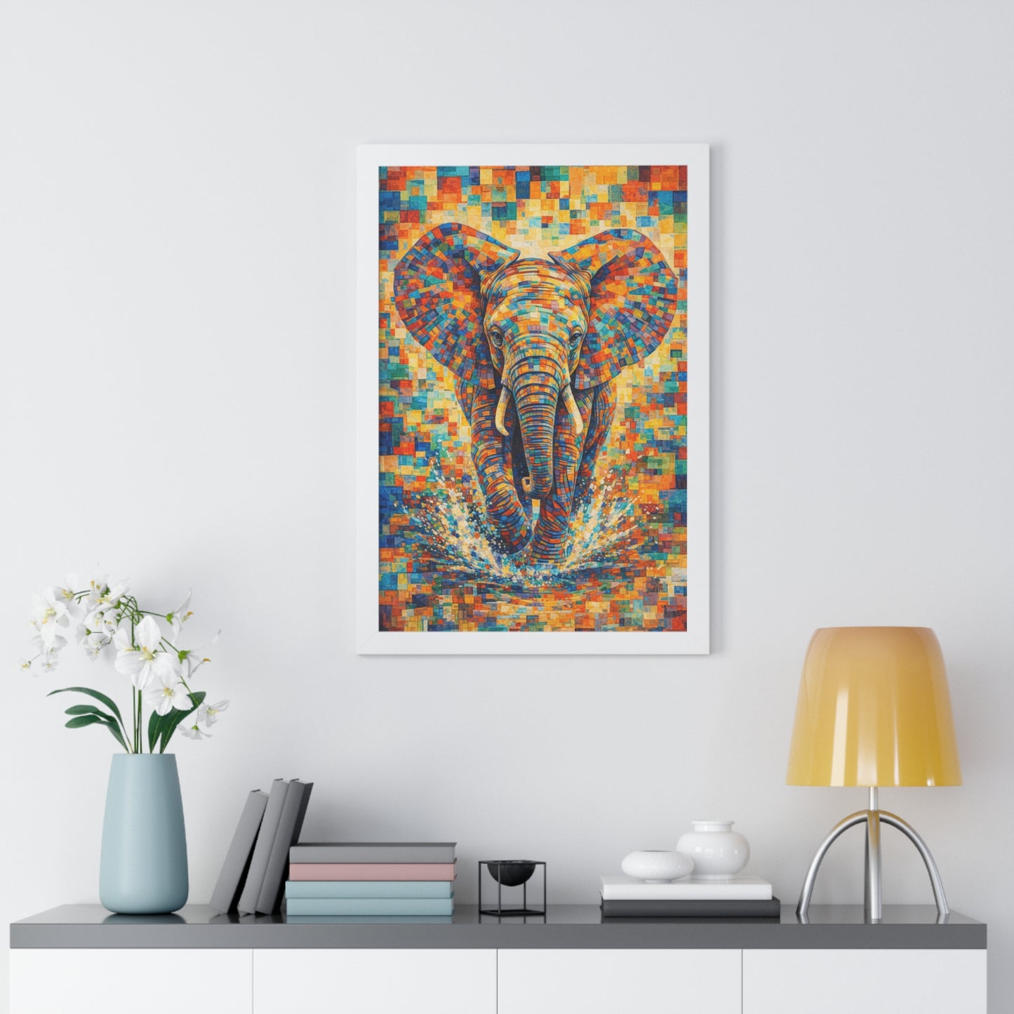 Framed Print — Elephant Cubism