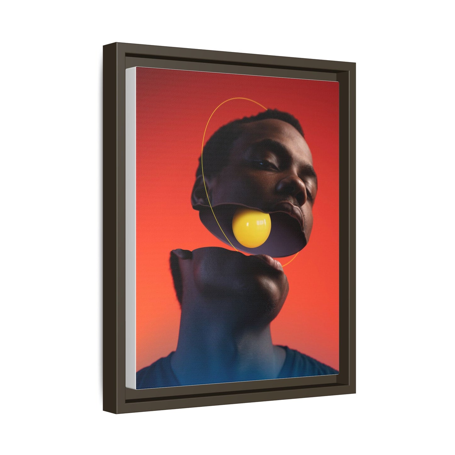 Framed Canvas Print — Floating Face With Yellow Orb