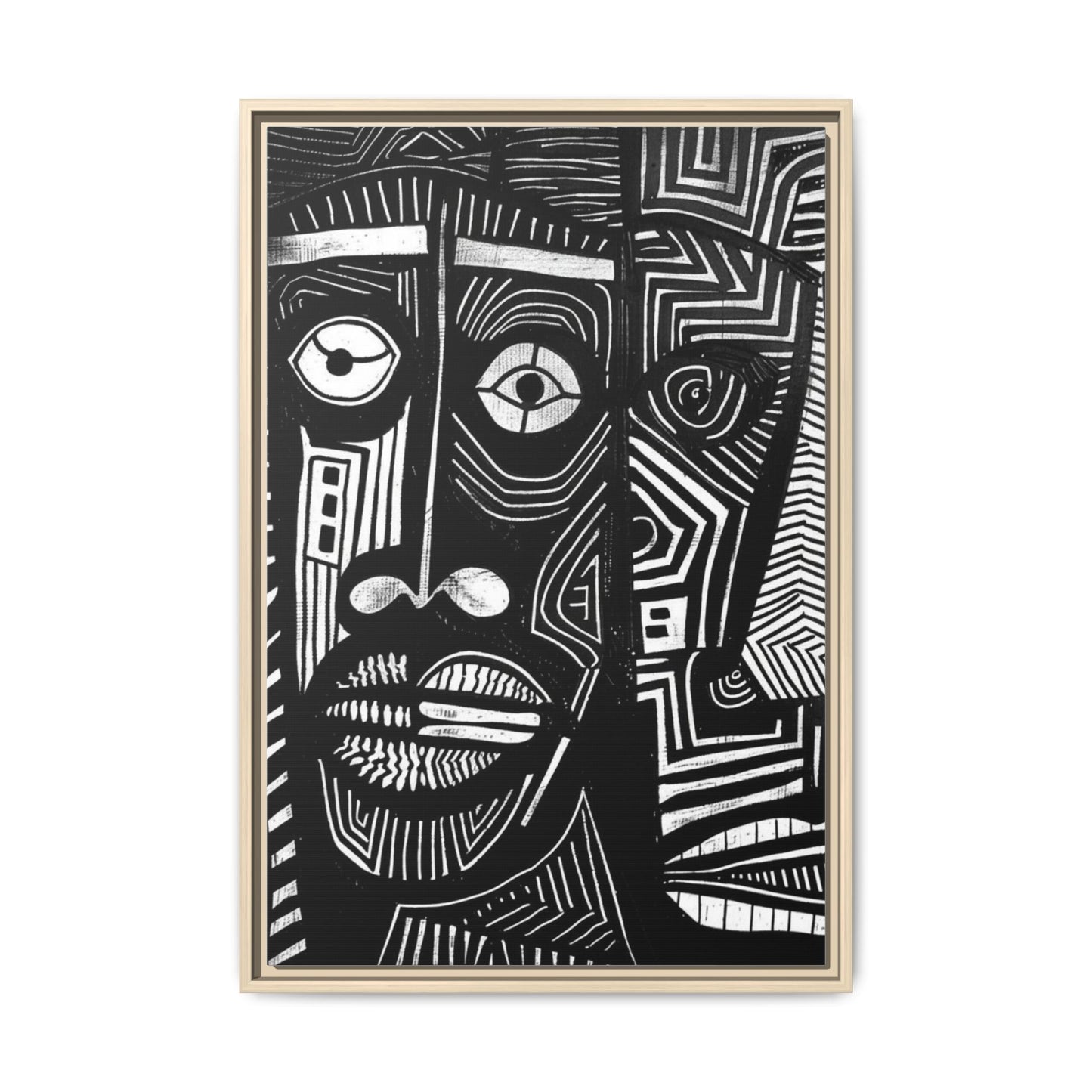 Framed Canvas Print — Abstract Faces No. 2