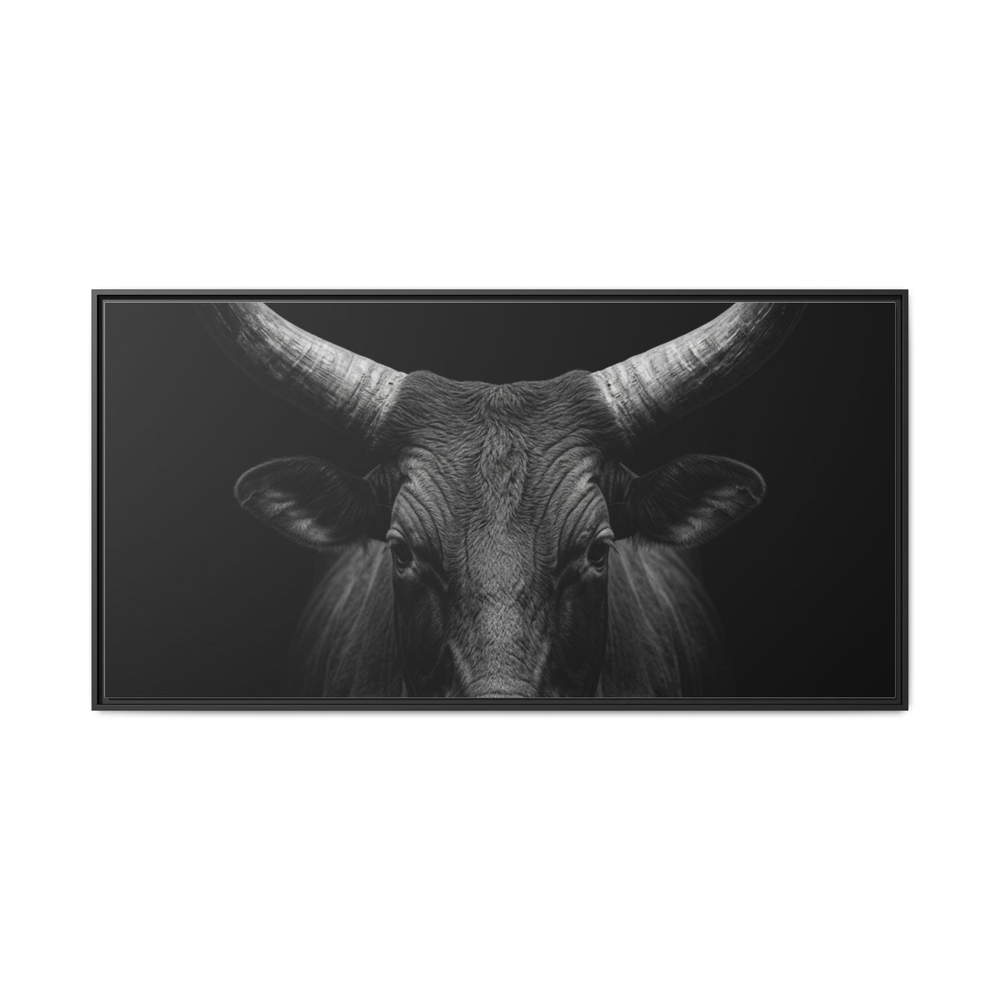 Framed Canvas Print — Ankole Cow In Black