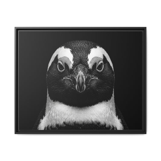 Framed Canvas Print — Afrikan Penguin In Black