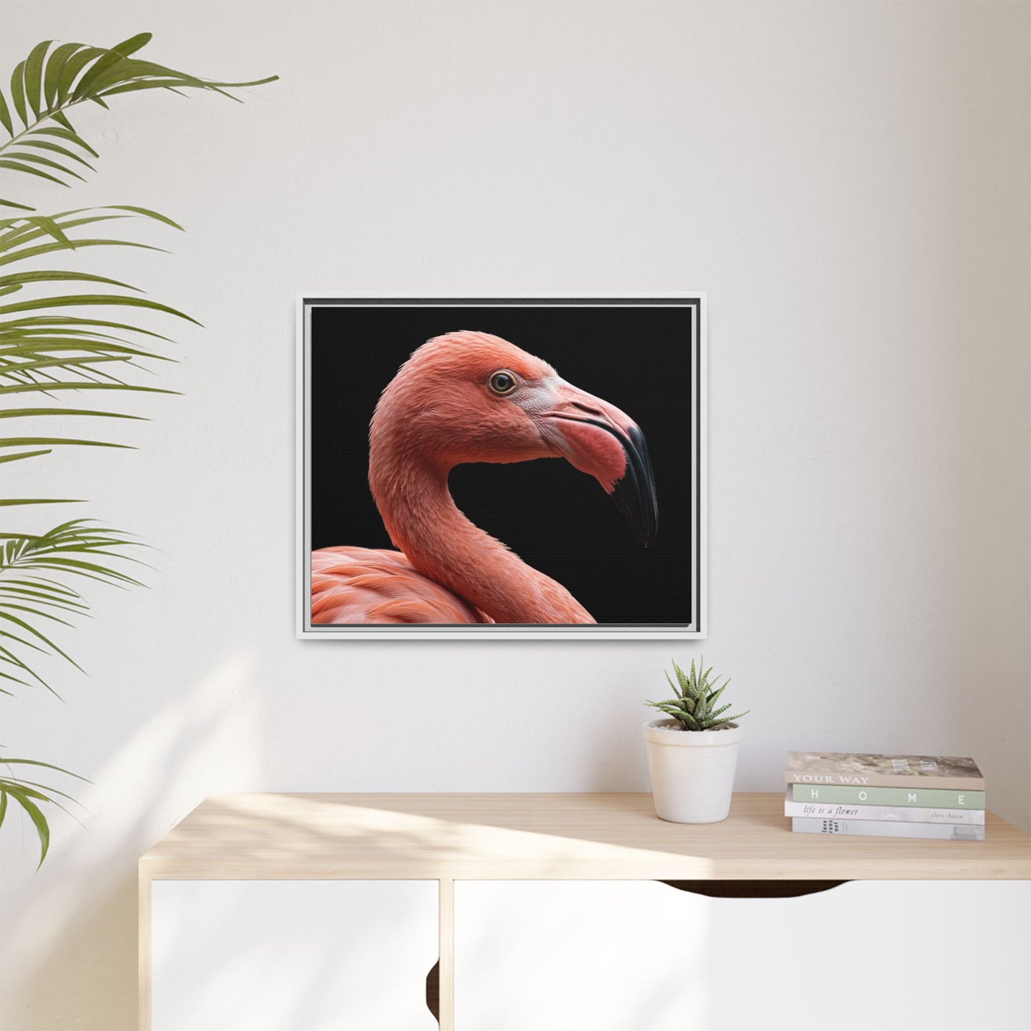 Framed Canvas Print — Flamingo In Colour