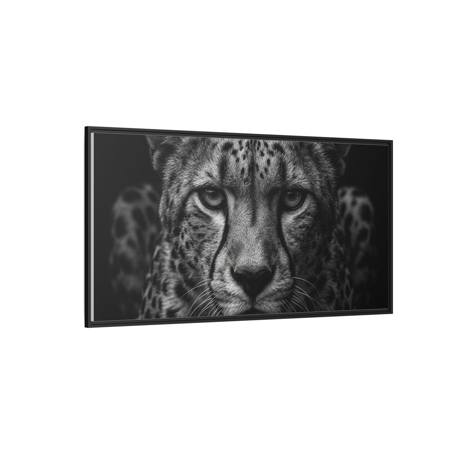 Framed Canvas Print — Cheetah In Black