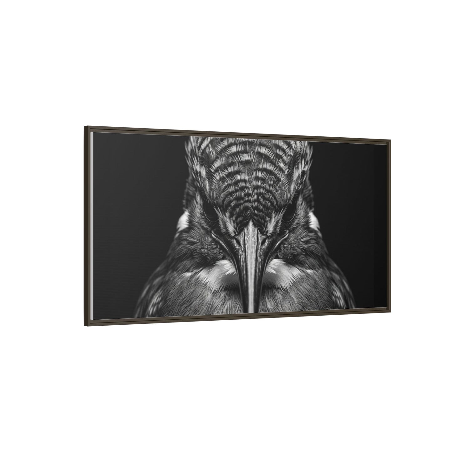 Framed Canvas Print — Malachite Kingfisher In Black