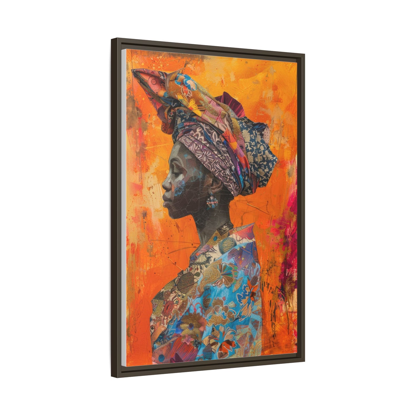Framed Canvas Print — Woman Wearing Colourful Head Scarf