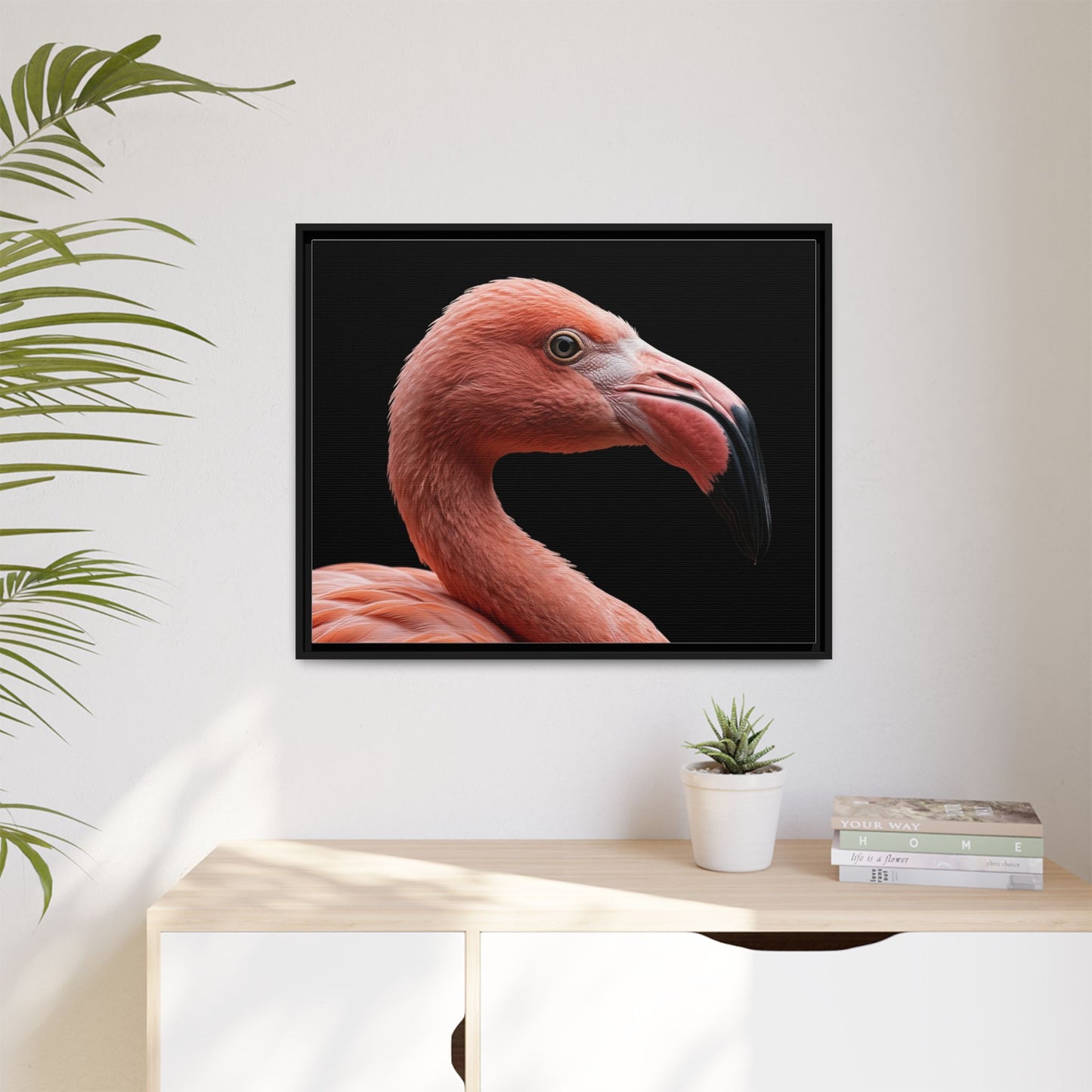 Framed Canvas Print — Flamingo In Colour
