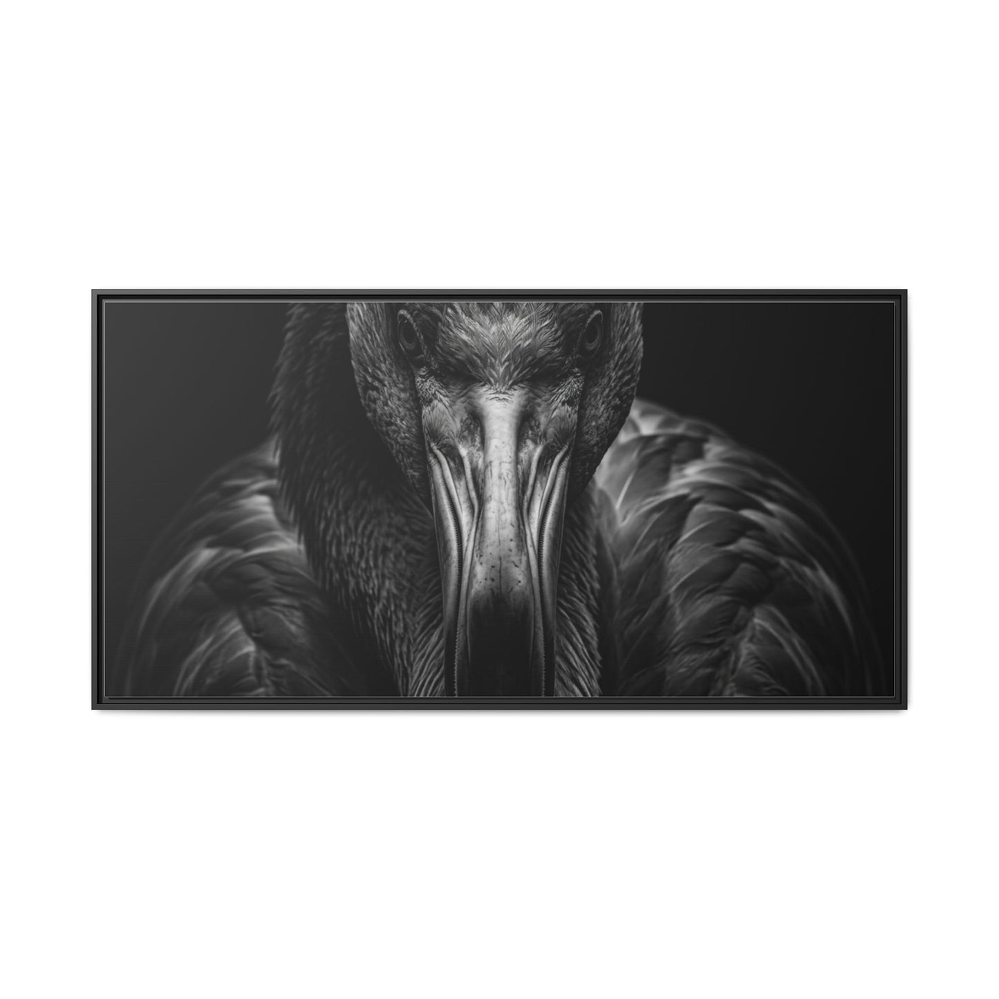 Framed Canvas Print — Flamingo In Black