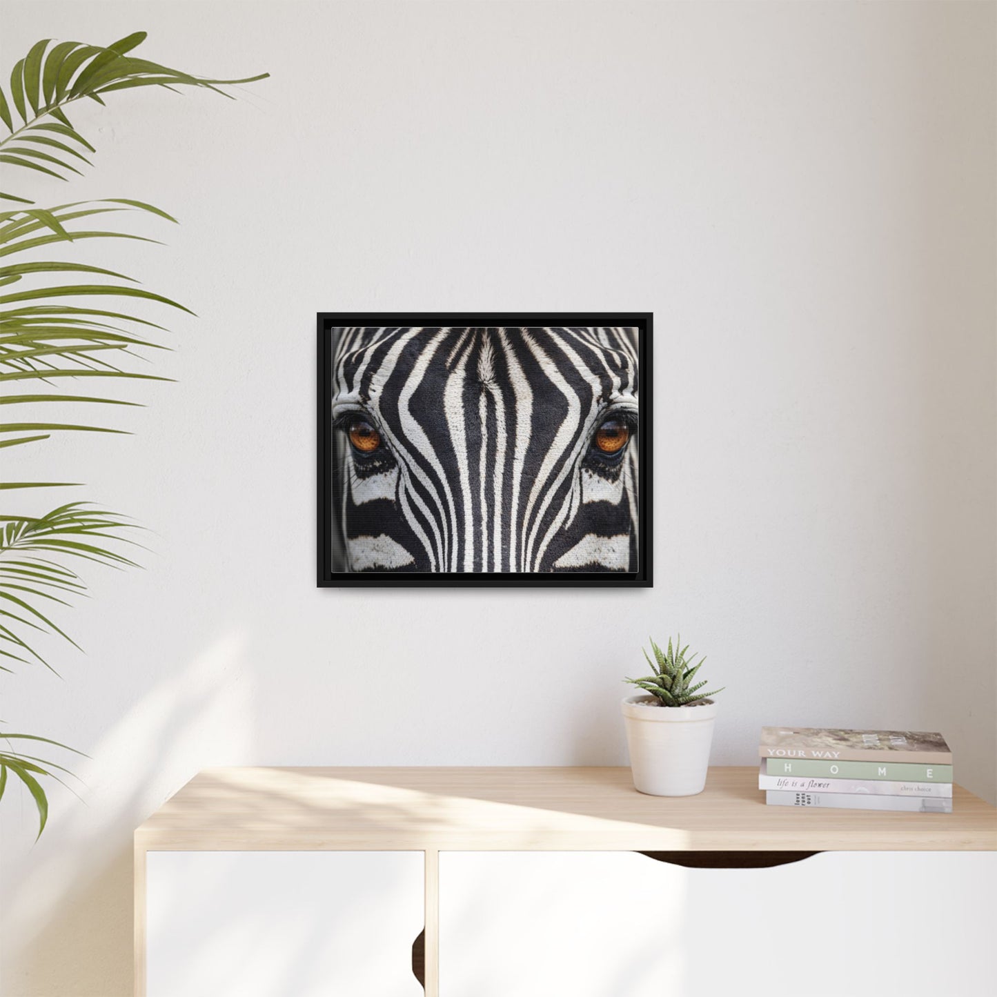 Framed Canvas Print — Zebra Gaze