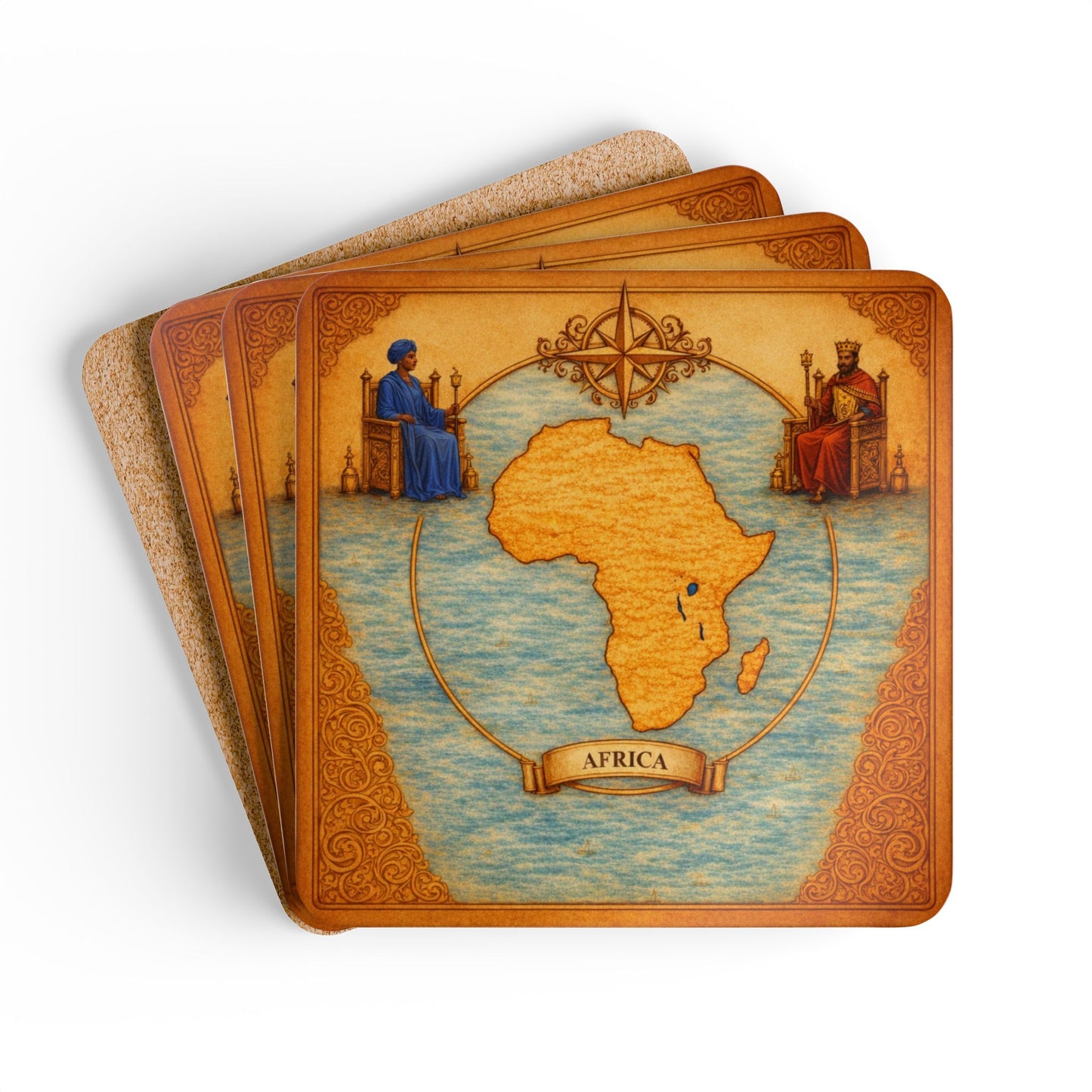 Coaster Set — Cartography Afrika - King & Queen