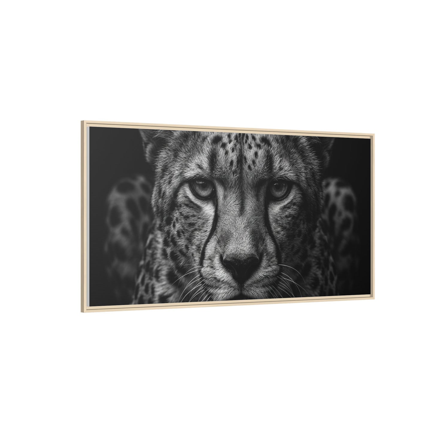 Framed Canvas Print — Cheetah In Black