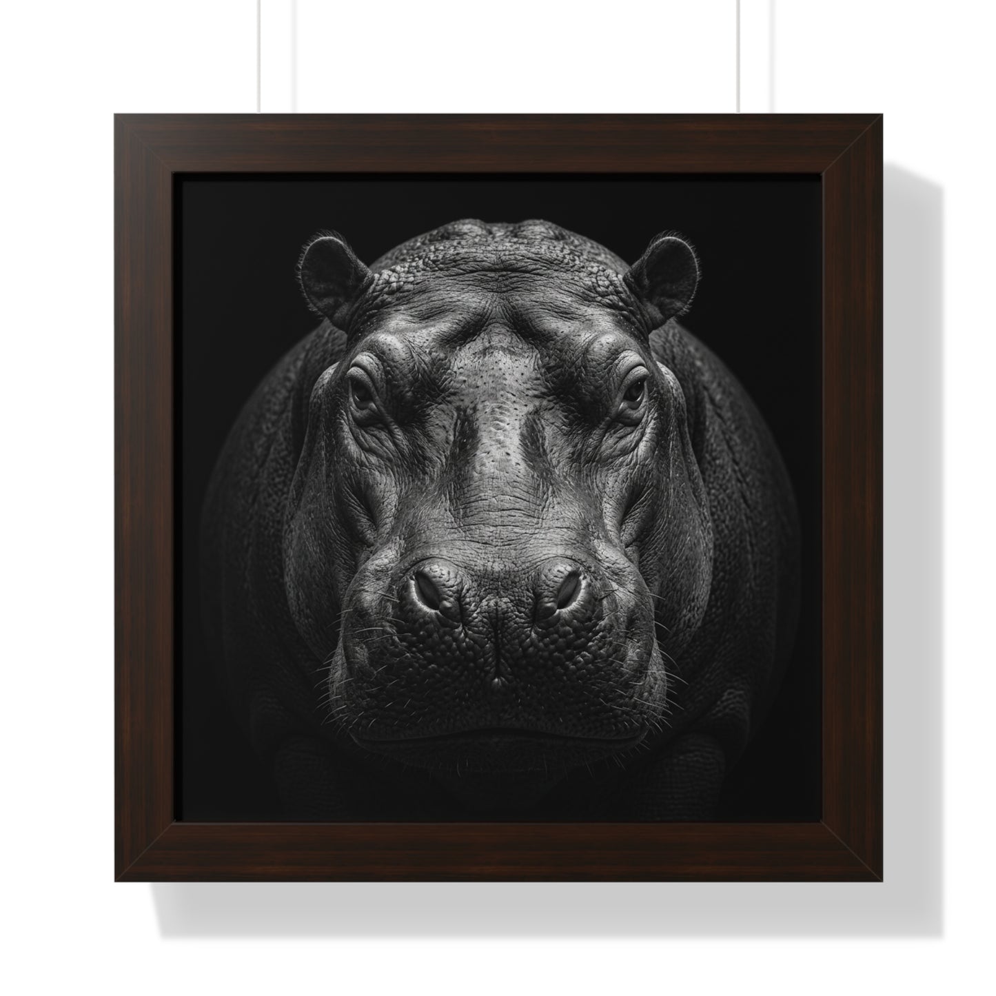 Framed Art Print – Hippopotamus In Black