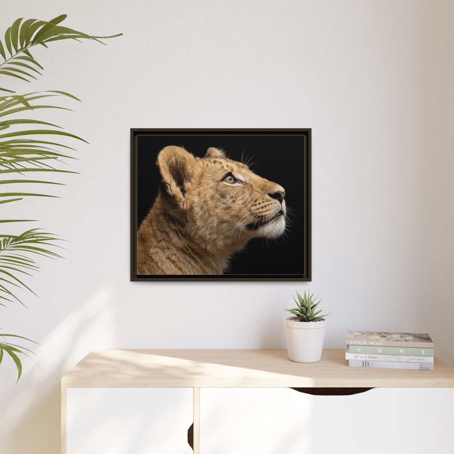 Framed Canvas Print — Lion Cub In Colour