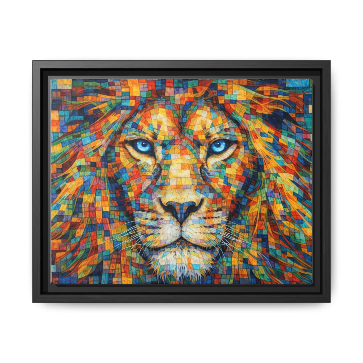 Framed Canvas Print — Lion's Gaze