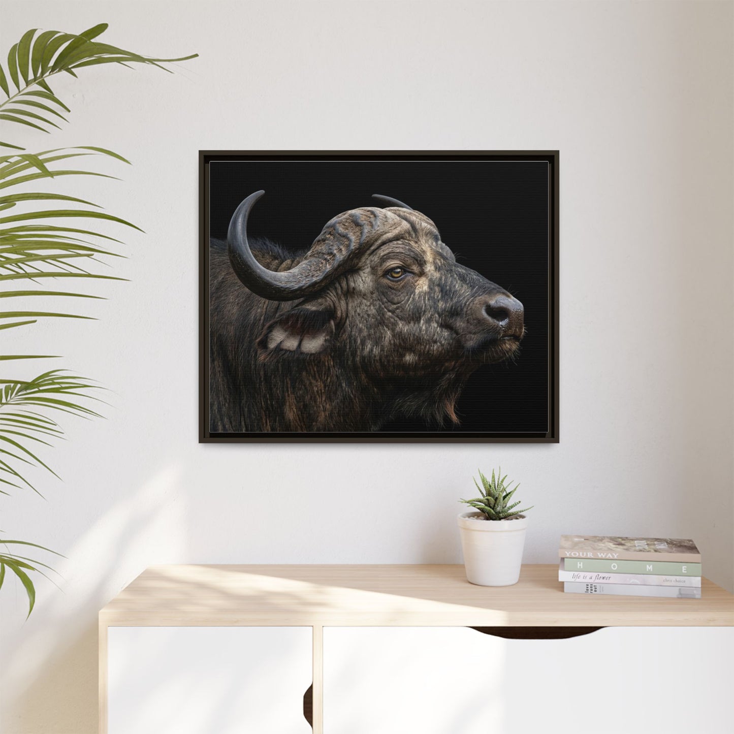 Framed Canvas Print — Cape Buffalo In Colour