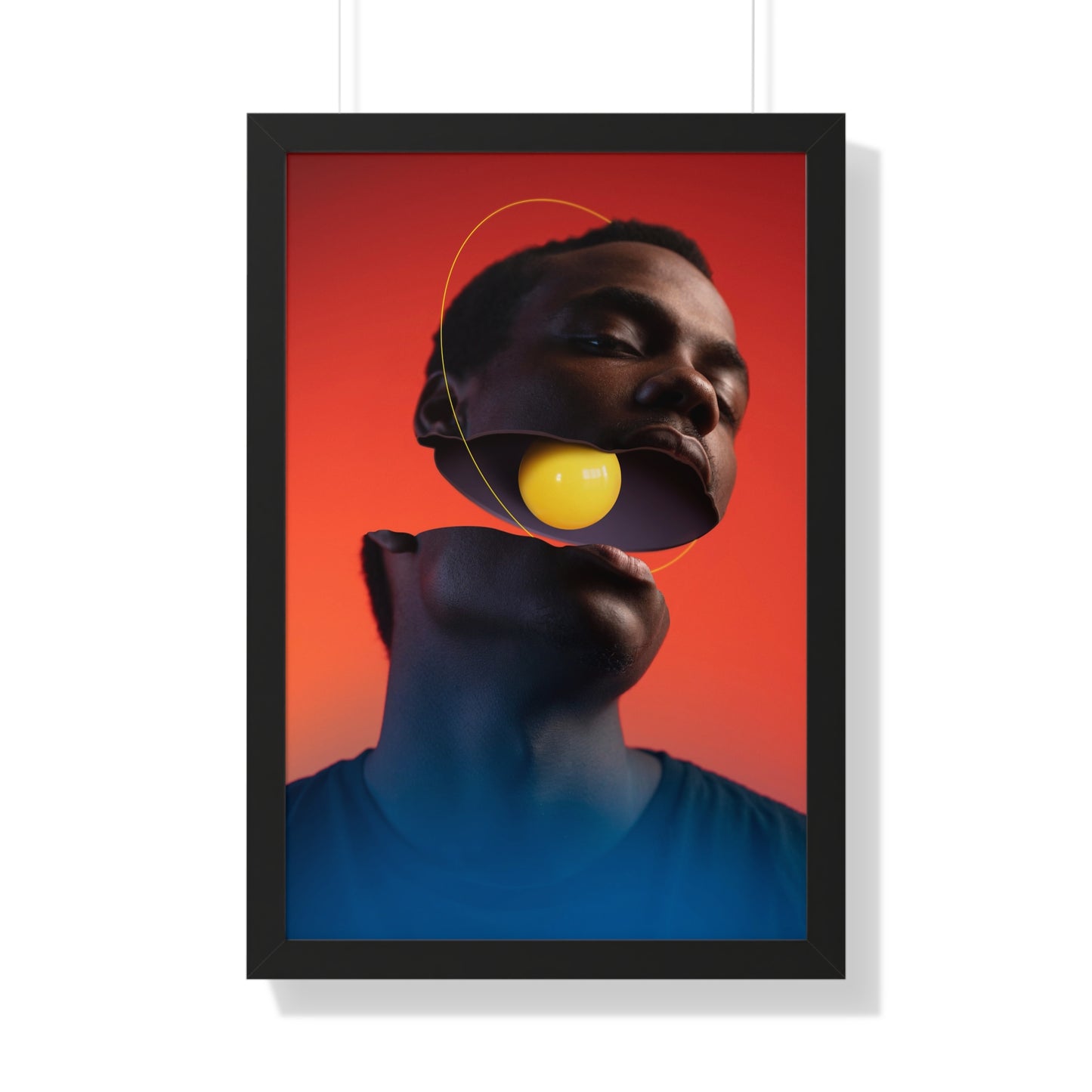 Framed Print — Floating Face with Yellow Orb