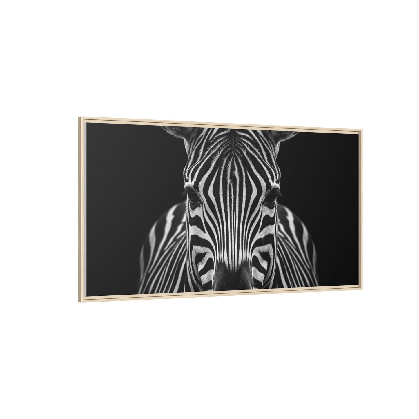 Framed Canvas Print — Zebra In Black