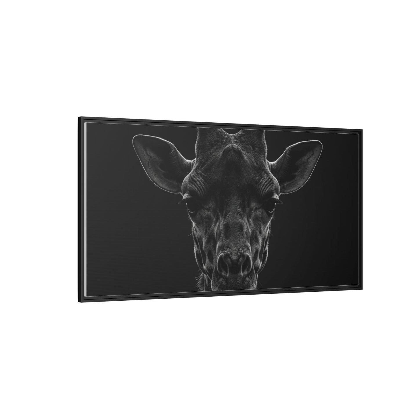 Framed Canvas Print — Giraffe In Black
