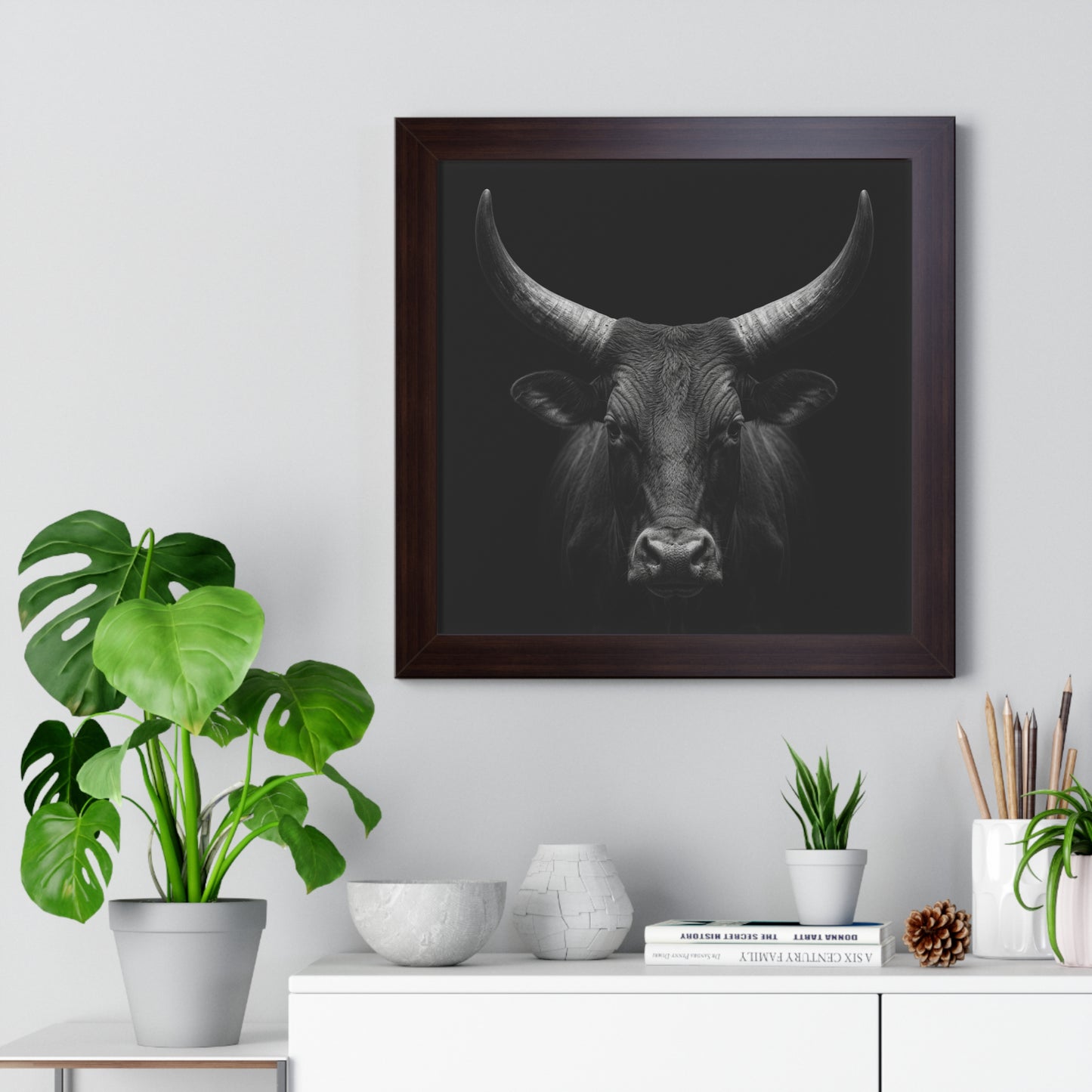 Framed Art Print – Ankole Cow In Black