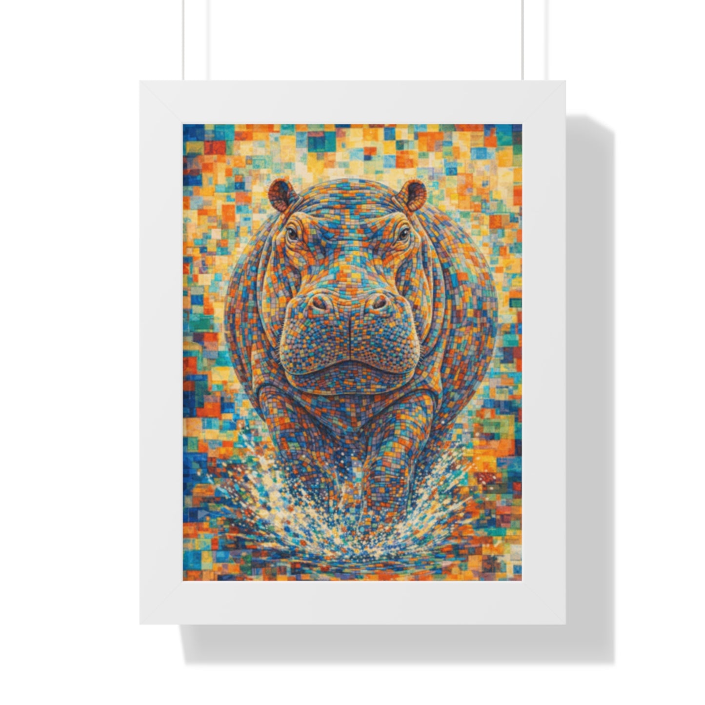 Framed Print — Hippopotamus Cubism