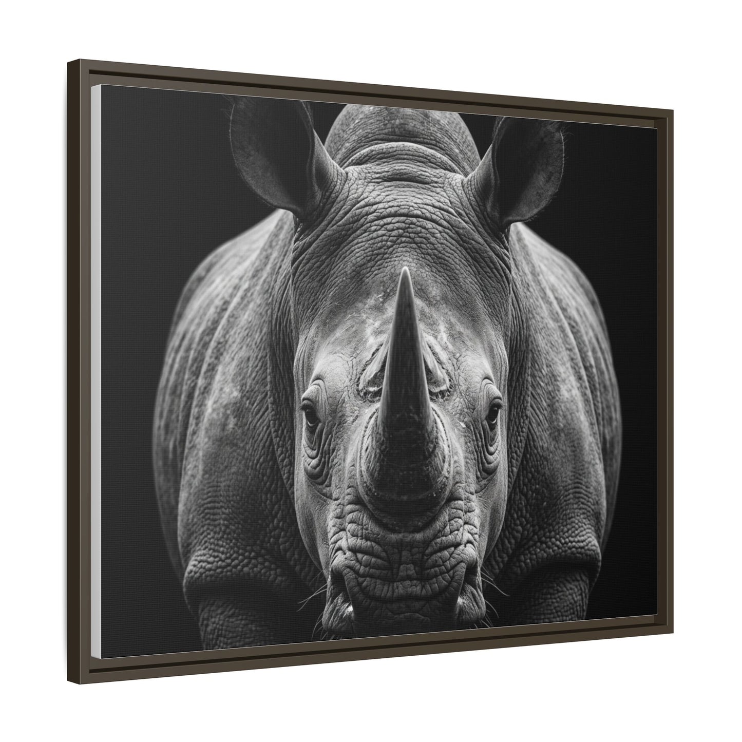 Framed Canvas Print — Rhinoceros In Black