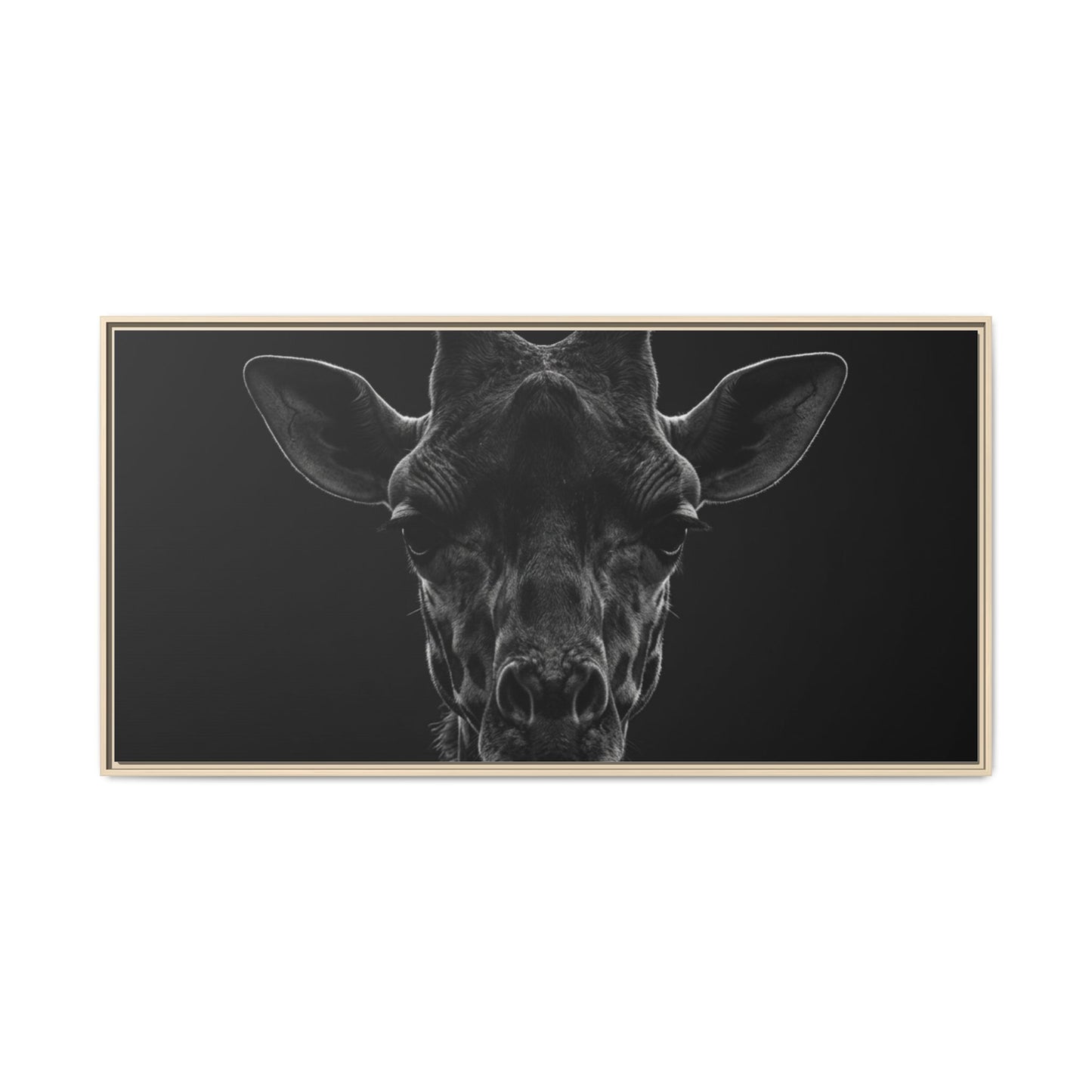 Framed Canvas Print — Giraffe In Black