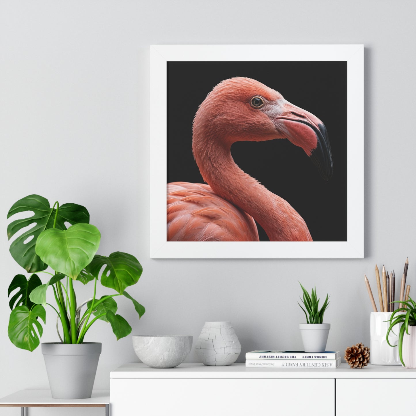Framed Art Print – Flamingo In Colour
