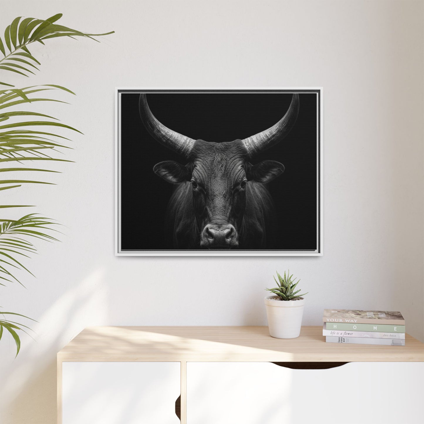 Framed Canvas Print — Ankole Cow In Black