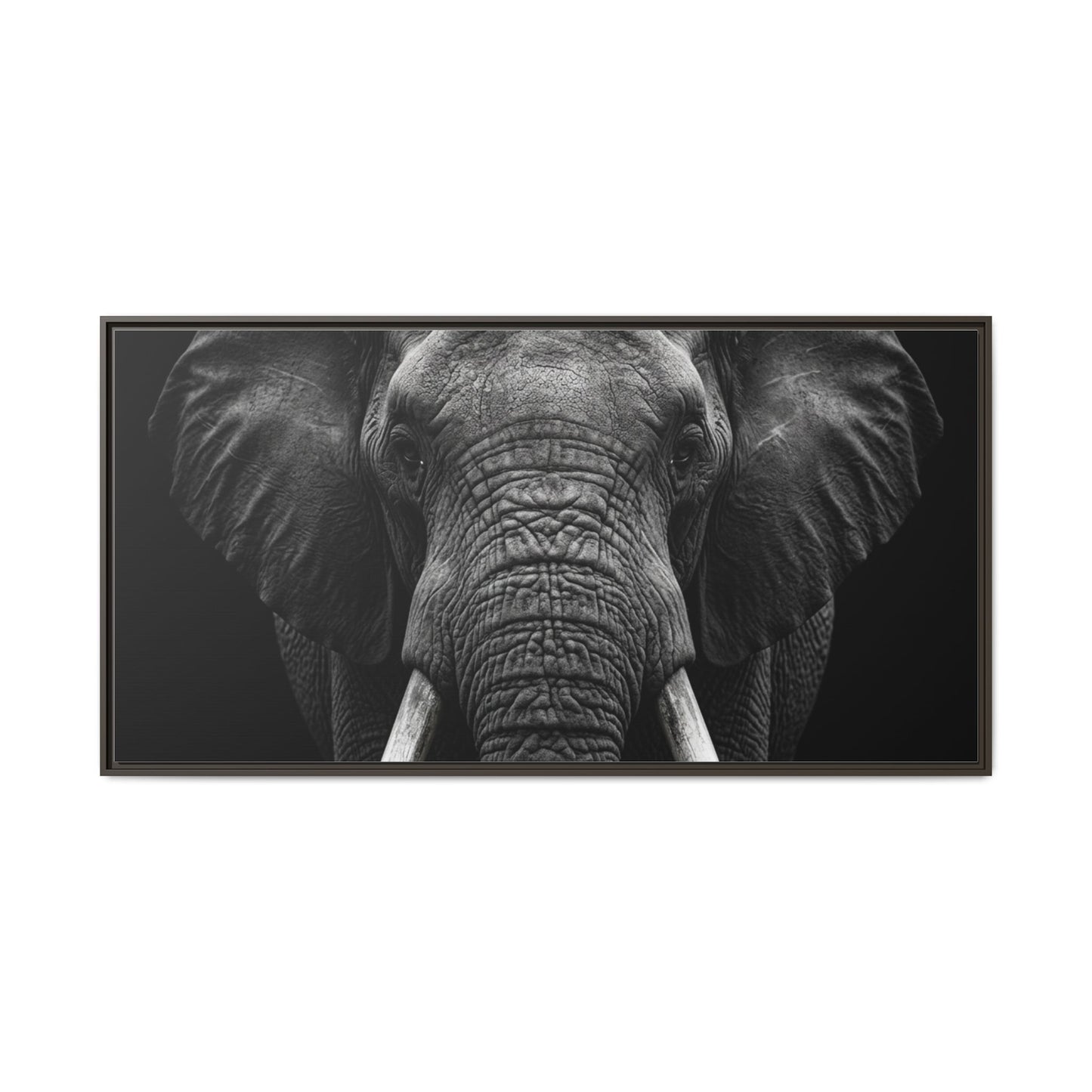 Framed Canvas Print — Elephant In Black
