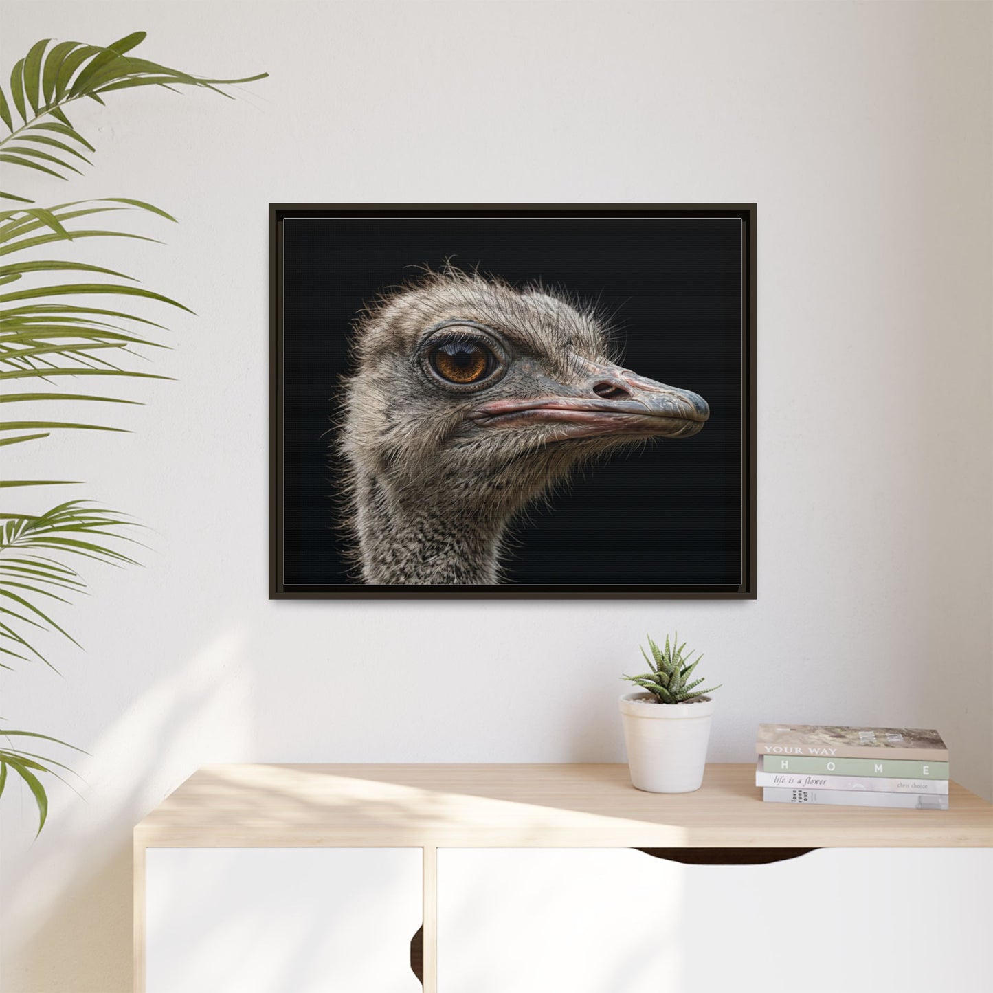 Framed Canvas Print — Ostrich In Colour