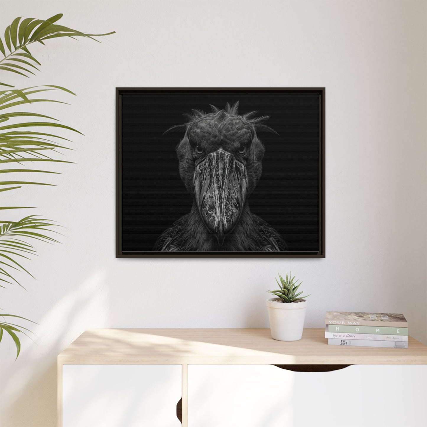 Framed Canvas Print — Shoebill Stock In Black