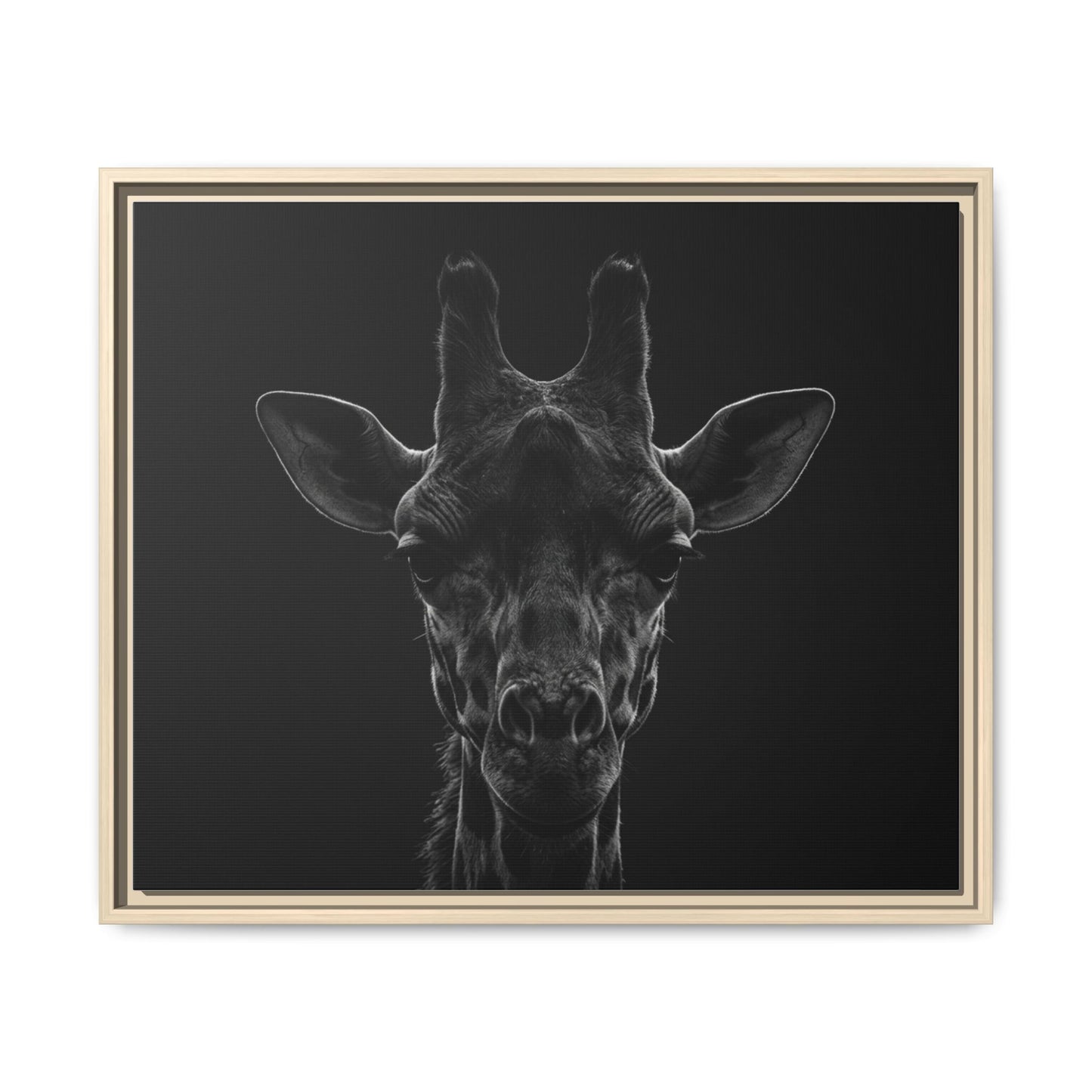 Framed Canvas Print — Giraffe In Black