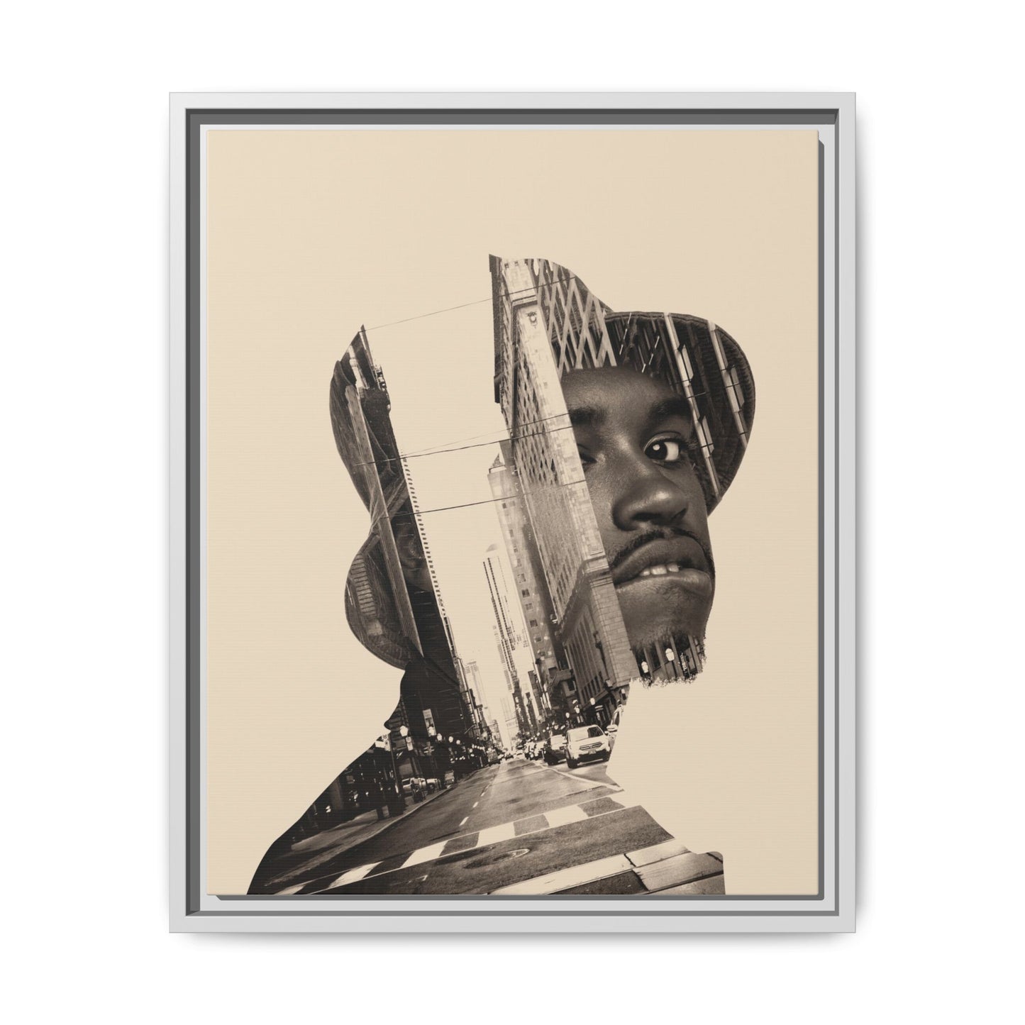 Framed Canvas Print — Young Man With Cap