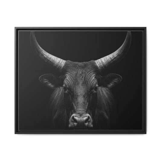 Framed Canvas Print — Ankole Cow In Black