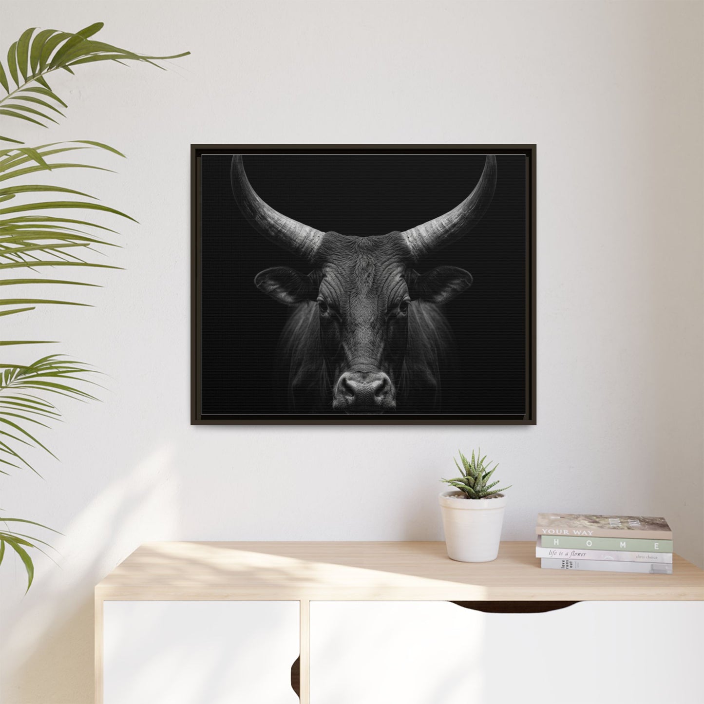 Framed Canvas Print — Ankole Cow In Black