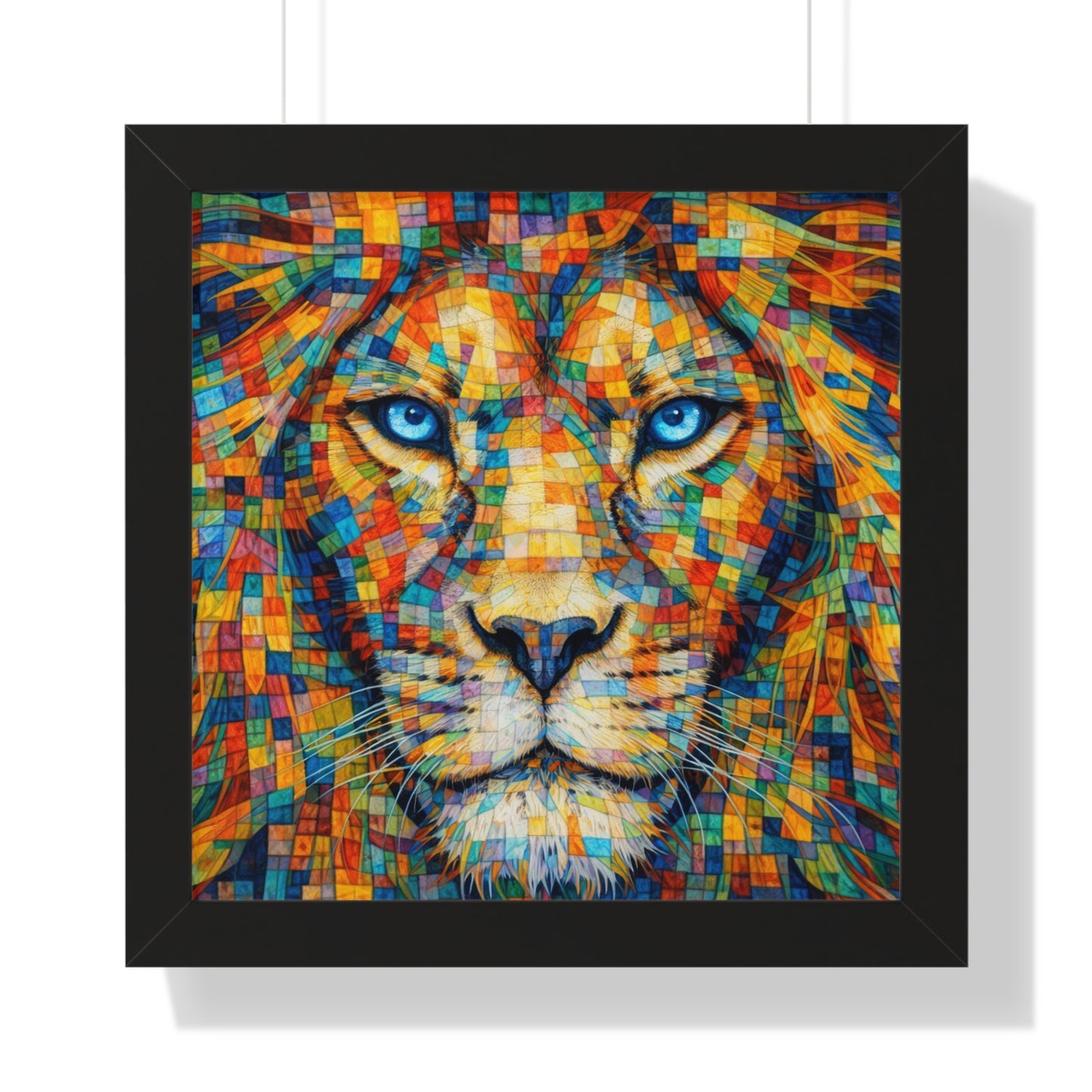 Framed Art Print – Lion Cubism